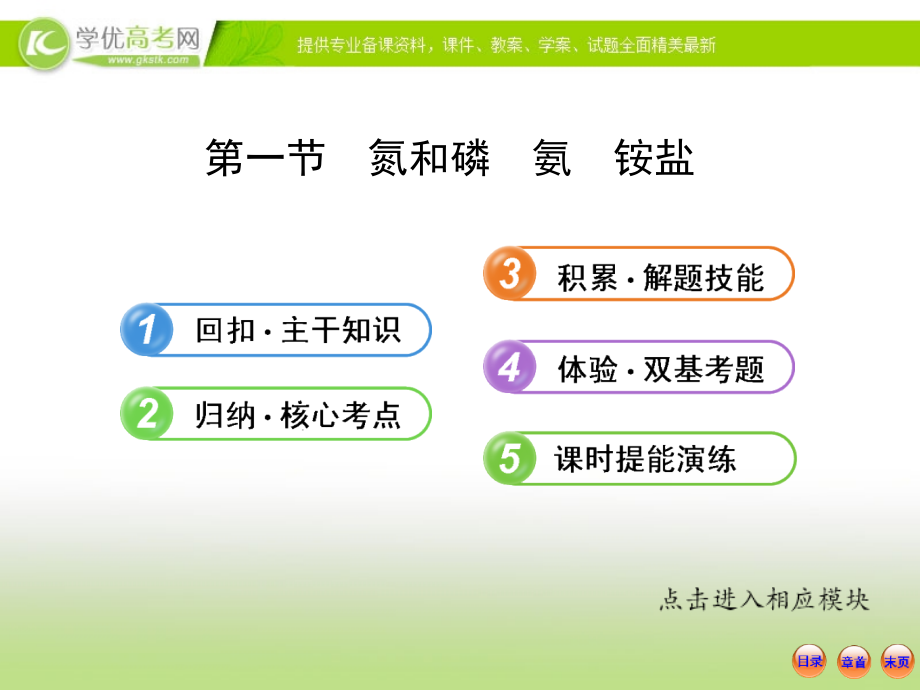 2014届高三化学广西课件全程复习方略课件8.1氮和磷　氨　铵盐._第1页