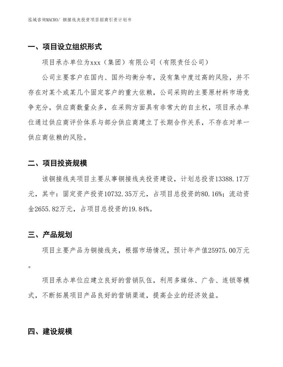 铜接线夹投资项目招商引资计划书_第5页