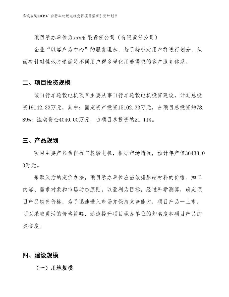 自行车轮毂电机投资项目招商引资计划书_第5页