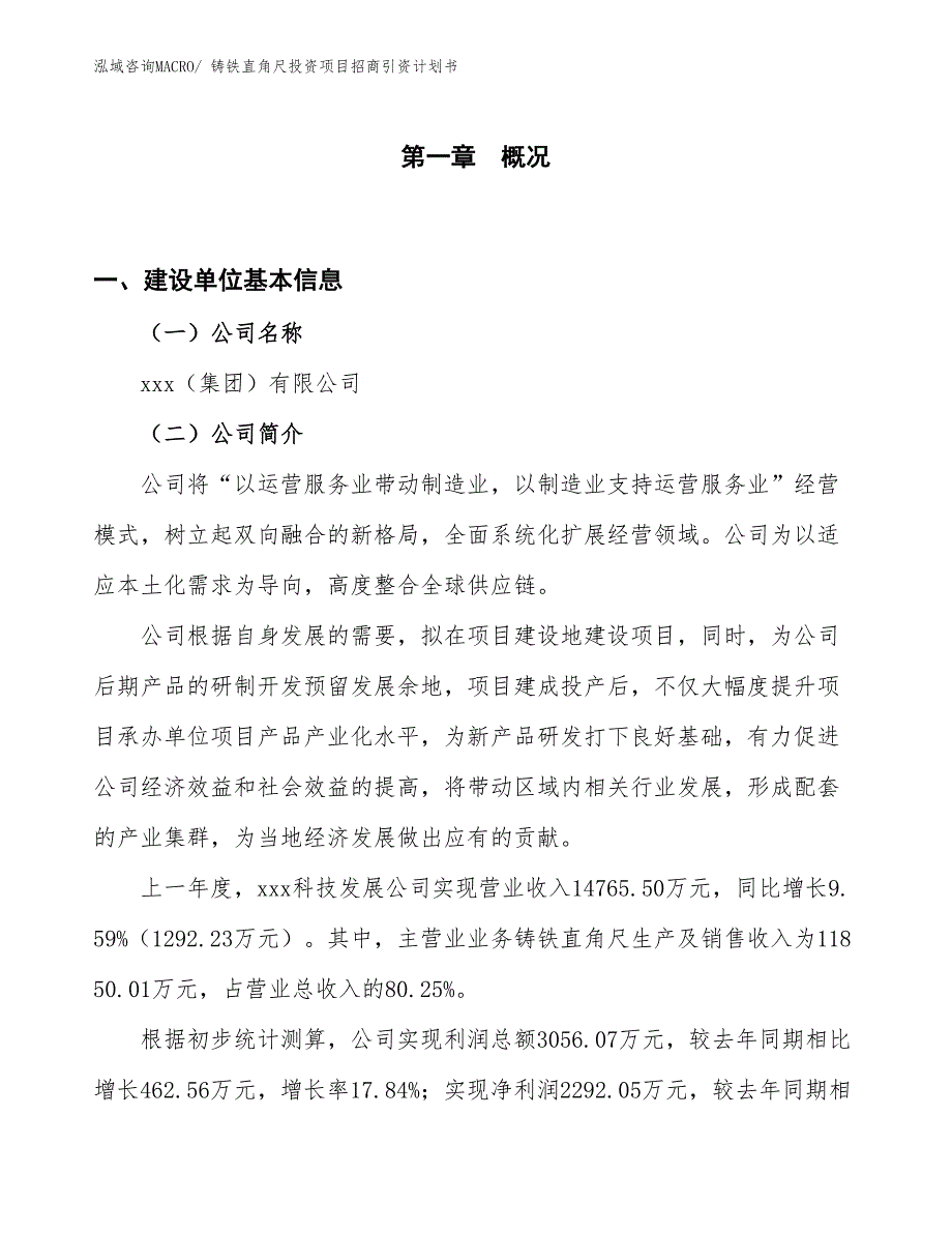 铸铁直角尺投资项目招商引资计划书_第1页