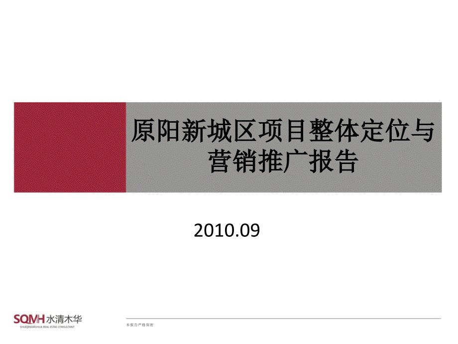 2010年09月新乡市原阳新城区项目整体定位与营销推广报告_第1页