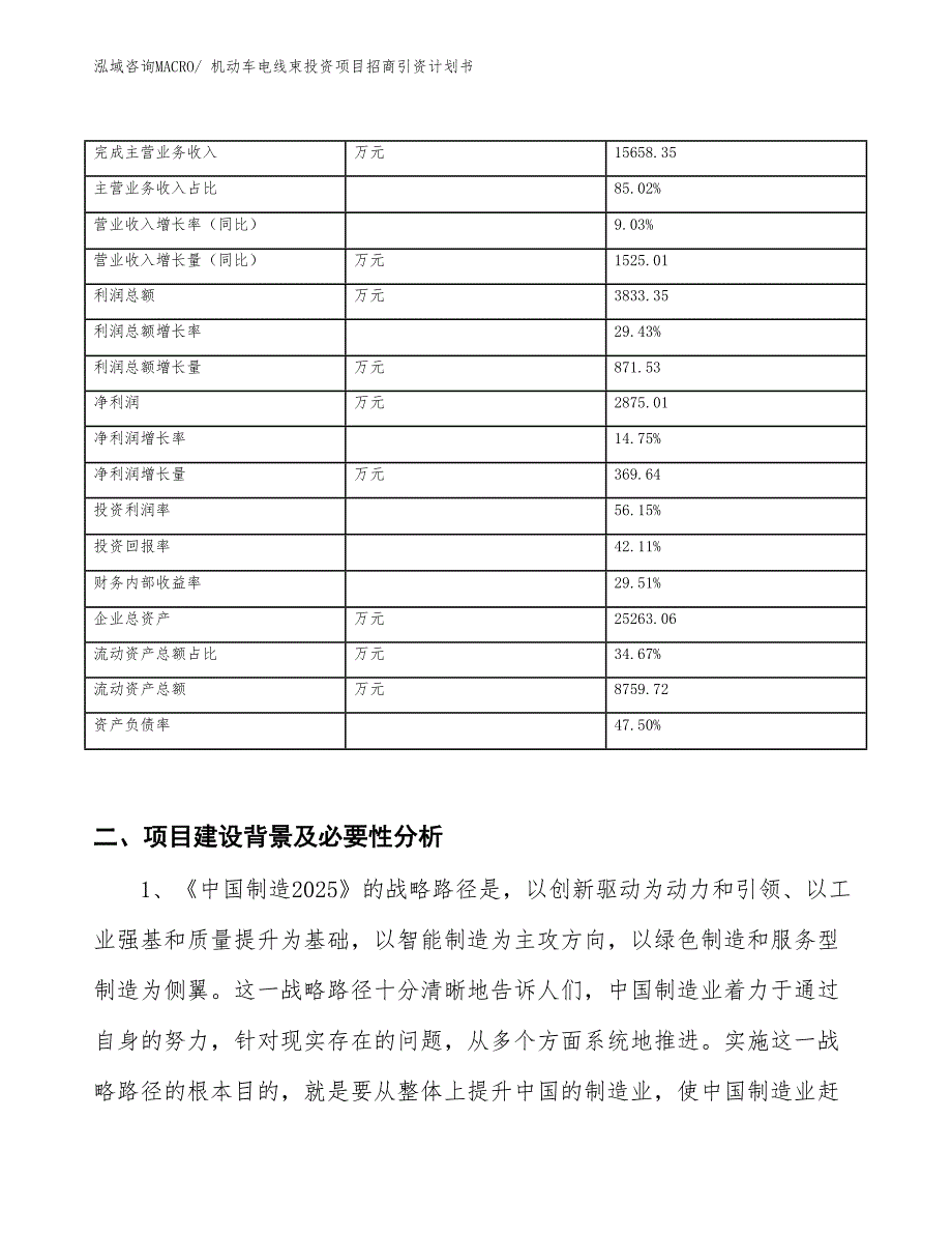 机动车电线束投资项目招商引资计划书_第2页