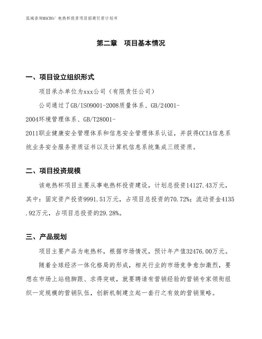 电热杯投资项目招商引资计划书_第5页