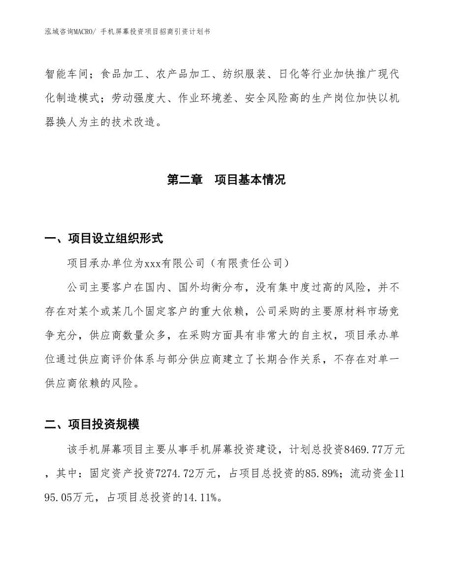 手机屏幕投资项目招商引资计划书_第5页