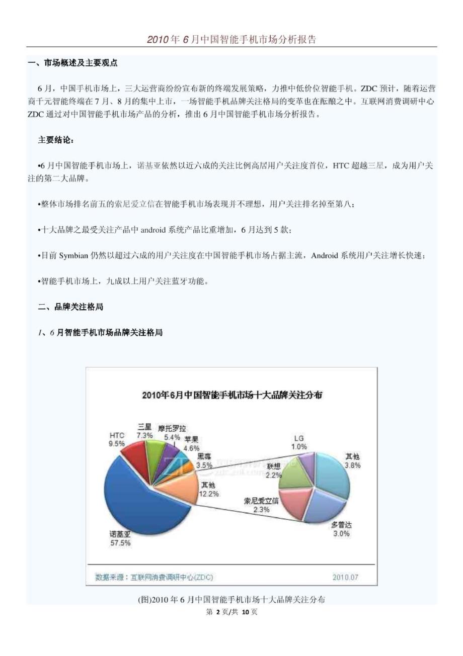 2010年6月中国智能手机市场分析报告_第2页