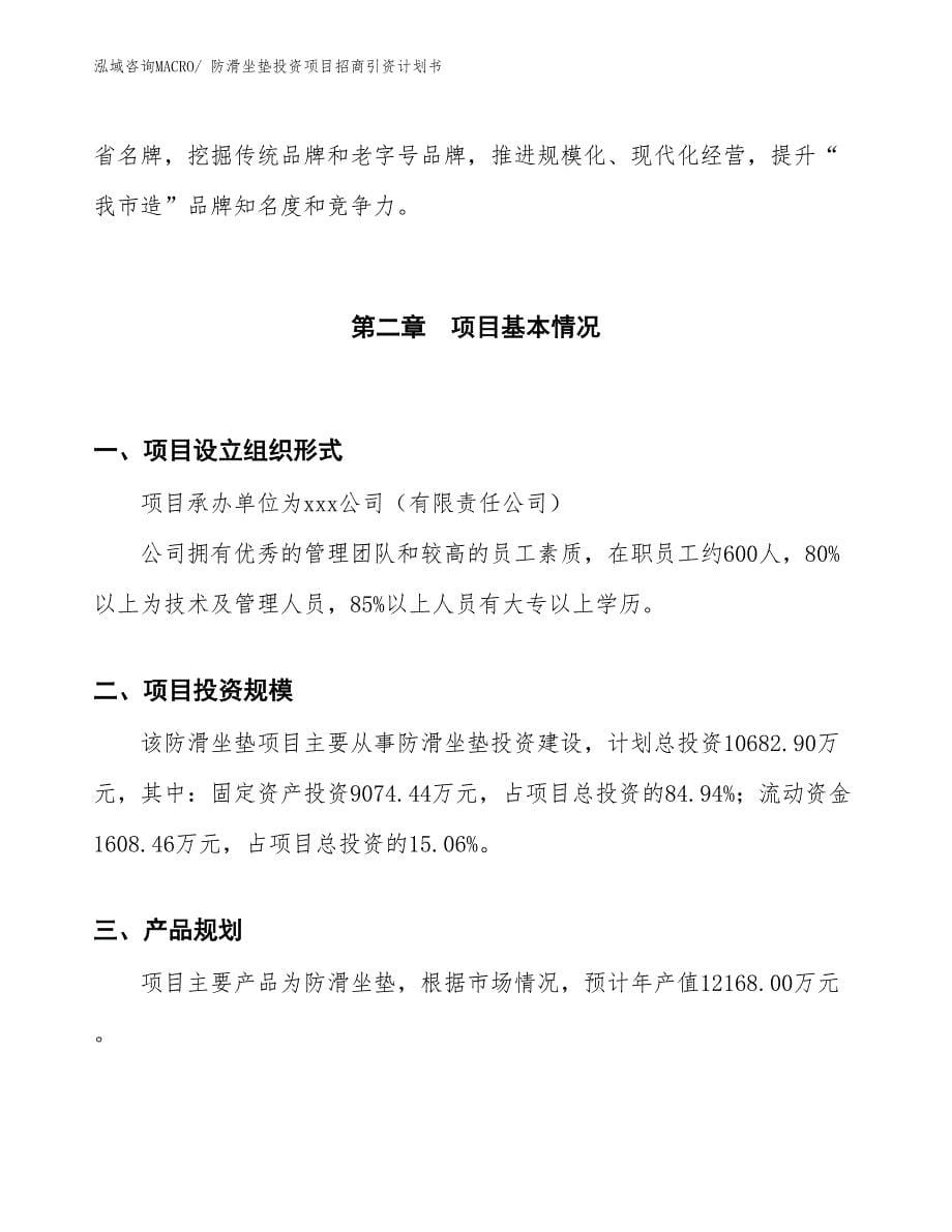 防滑坐垫投资项目招商引资计划书_第5页