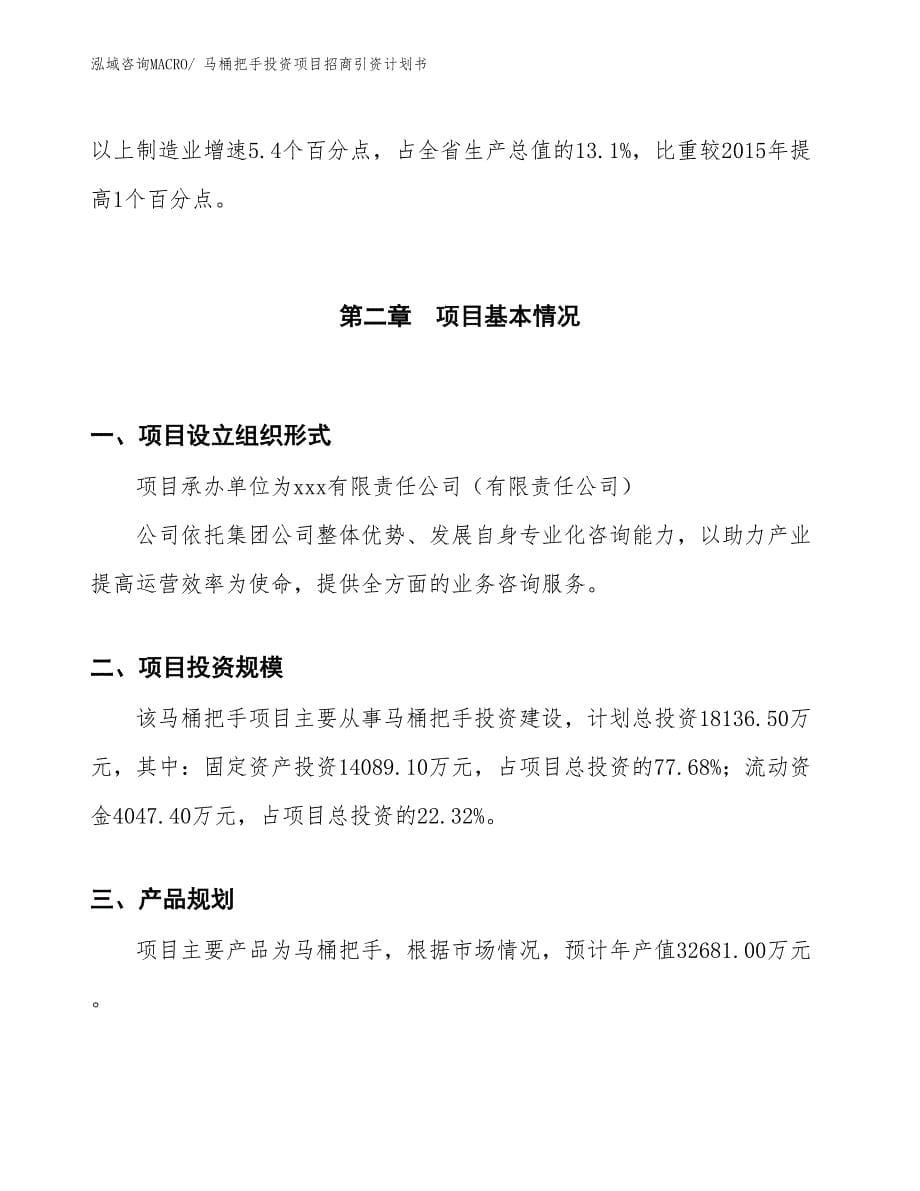 马桶把手投资项目招商引资计划书_第5页