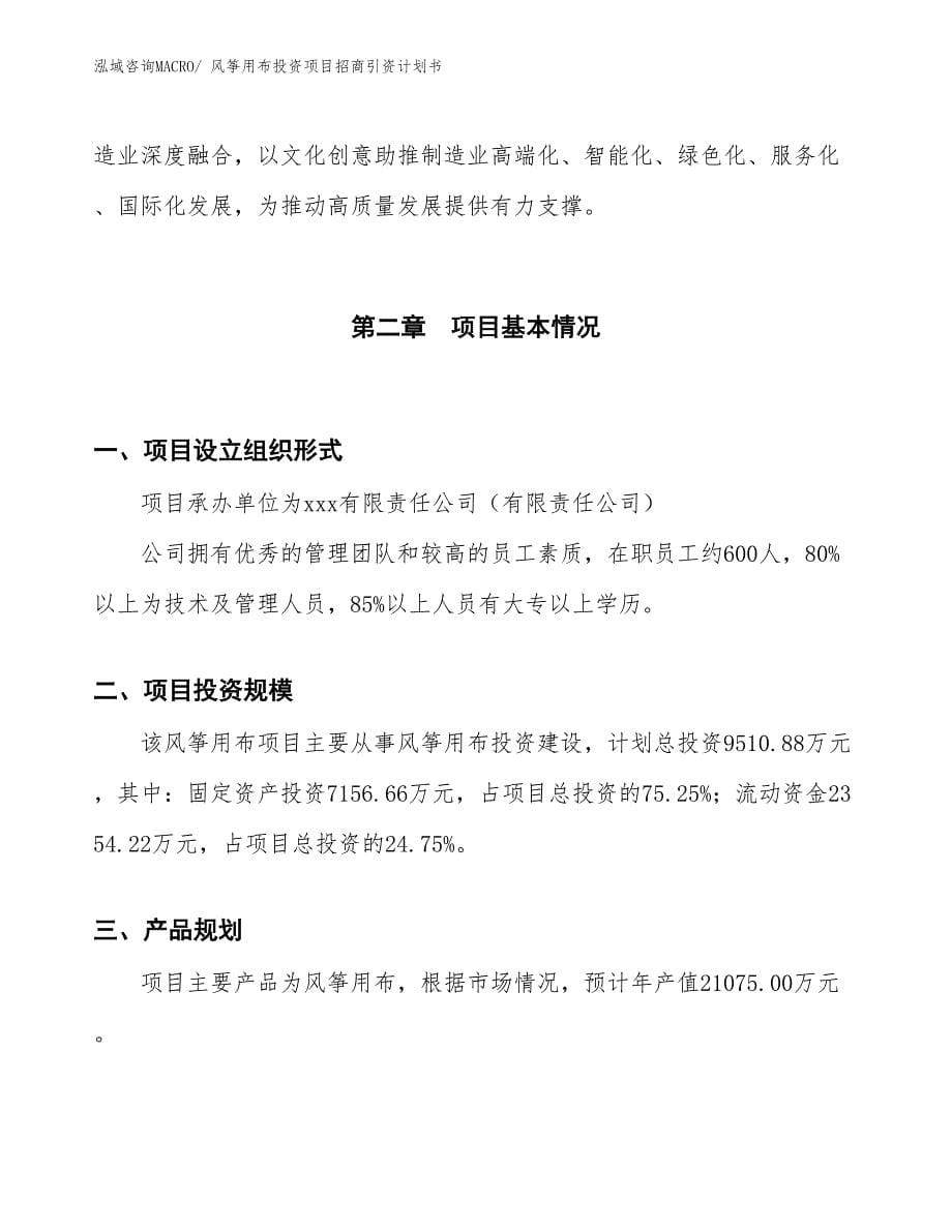 风筝用布投资项目招商引资计划书_第5页