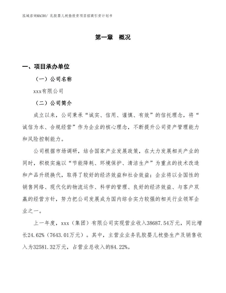 乳胶婴儿枕垫投资项目招商引资计划书_第1页