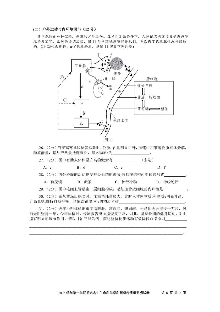 2019上海市生命科学等级考 宝山区一模卷.doc_第5页