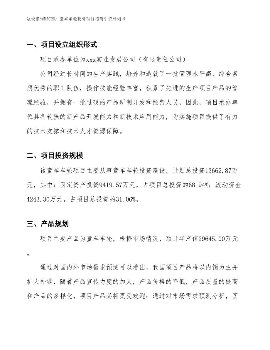 童车车轮投资项目招商引资计划书_第5页