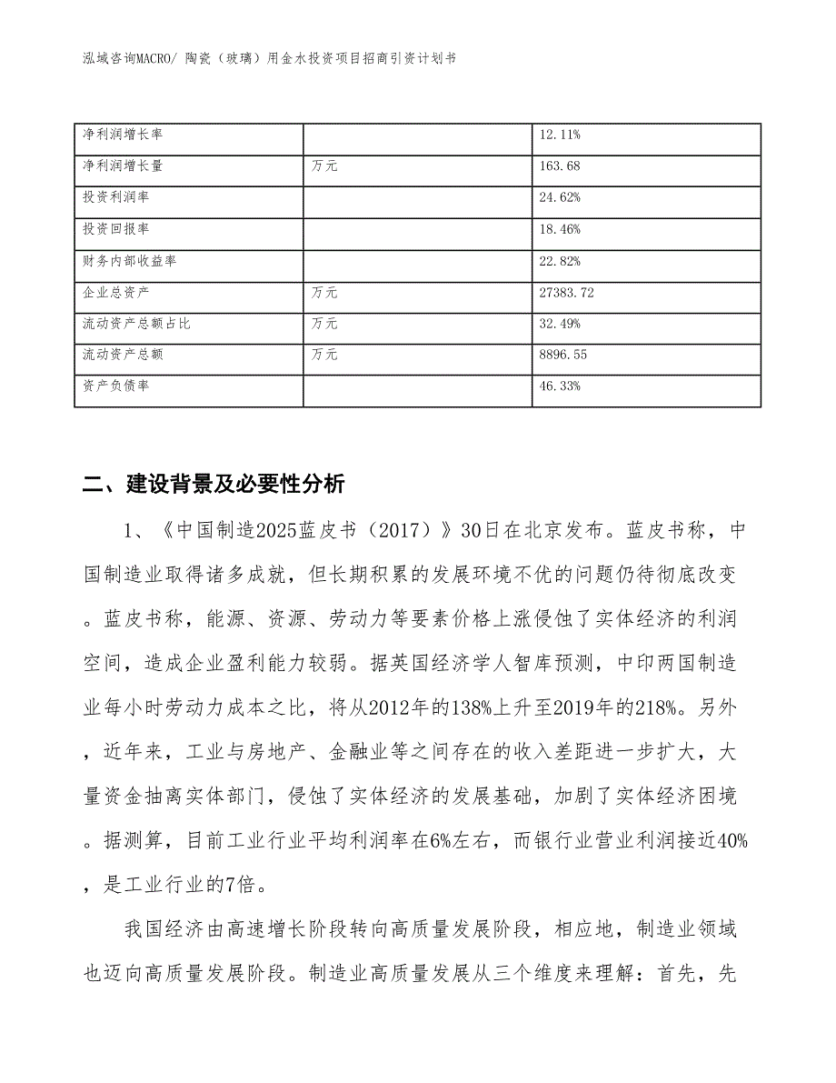 陶瓷（玻璃）用金水投资项目招商引资计划书_第3页