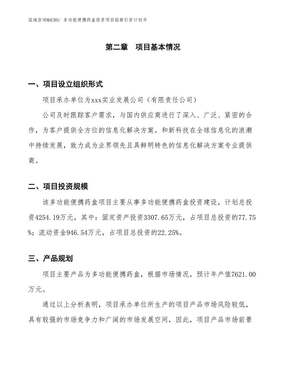 多功能便携药盒投资项目招商引资计划书_第5页