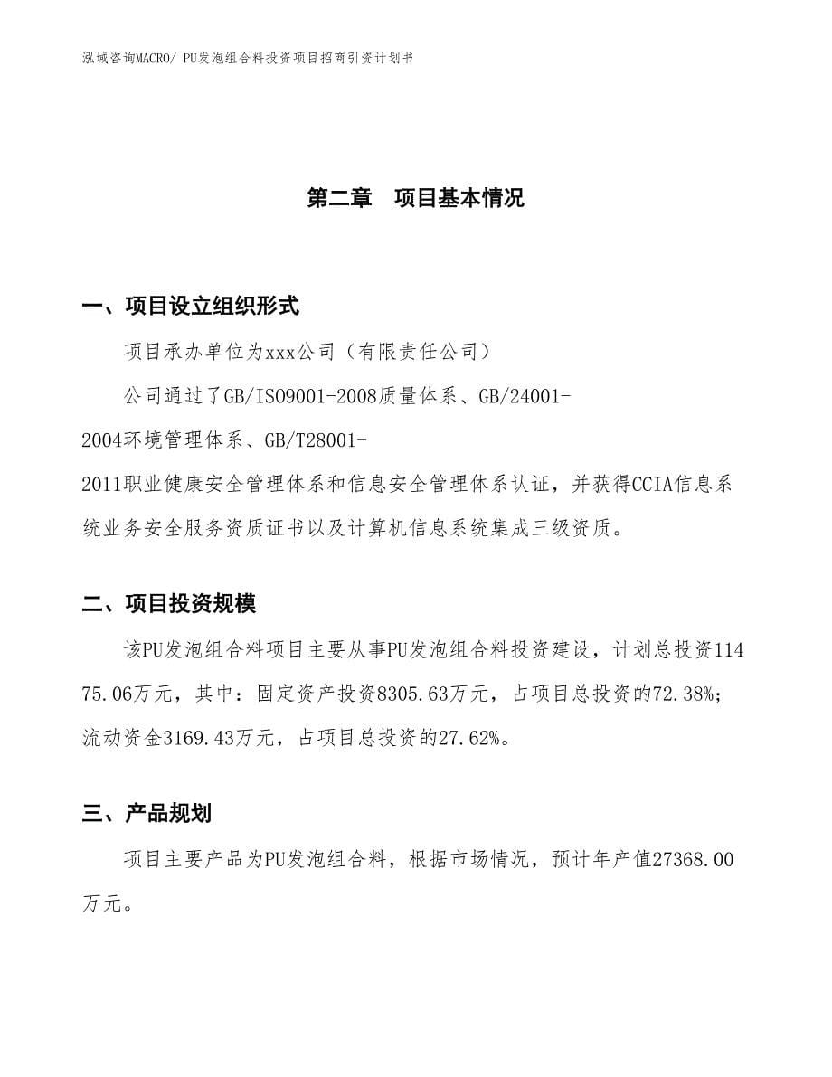 PU发泡组合料投资项目招商引资计划书_第5页