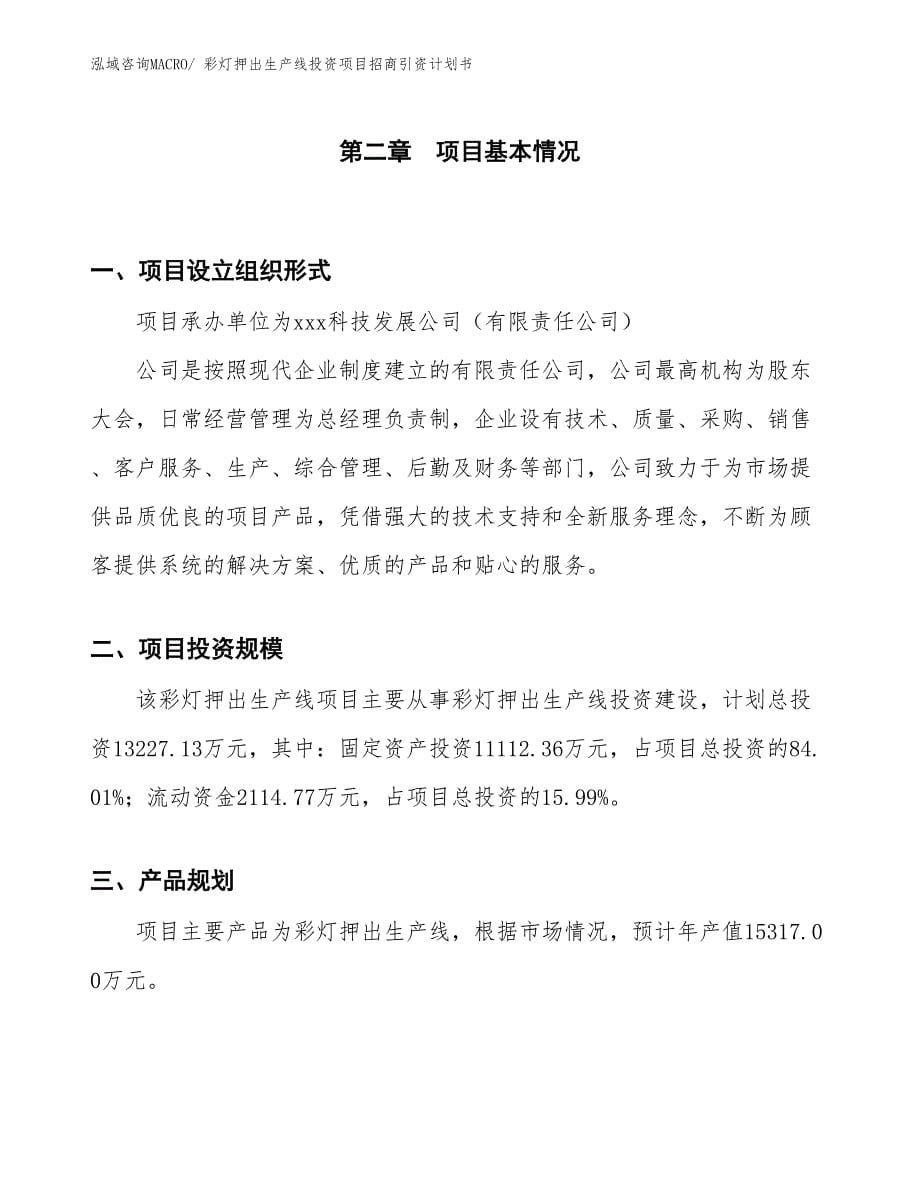 彩灯押出生产线投资项目招商引资计划书_第5页