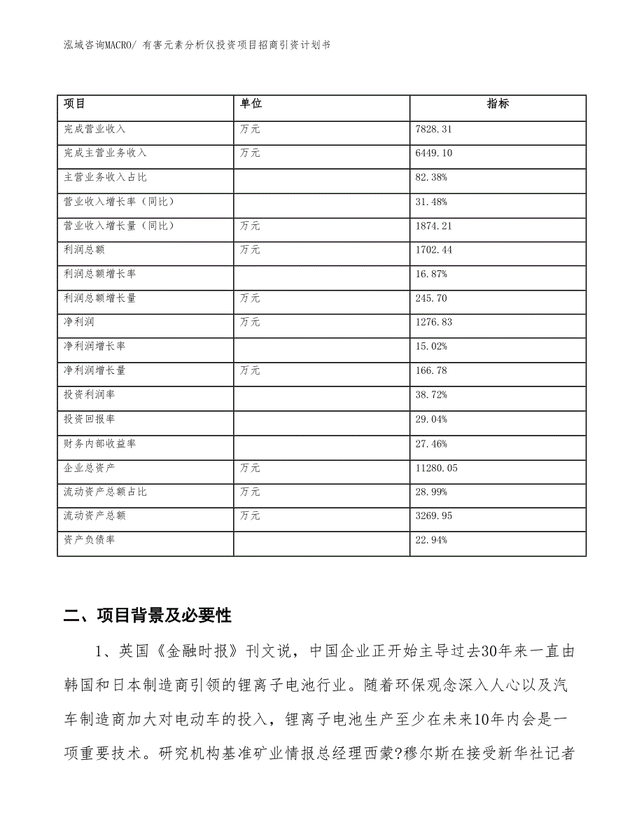 有害元素分析仪投资项目招商引资计划书_第2页