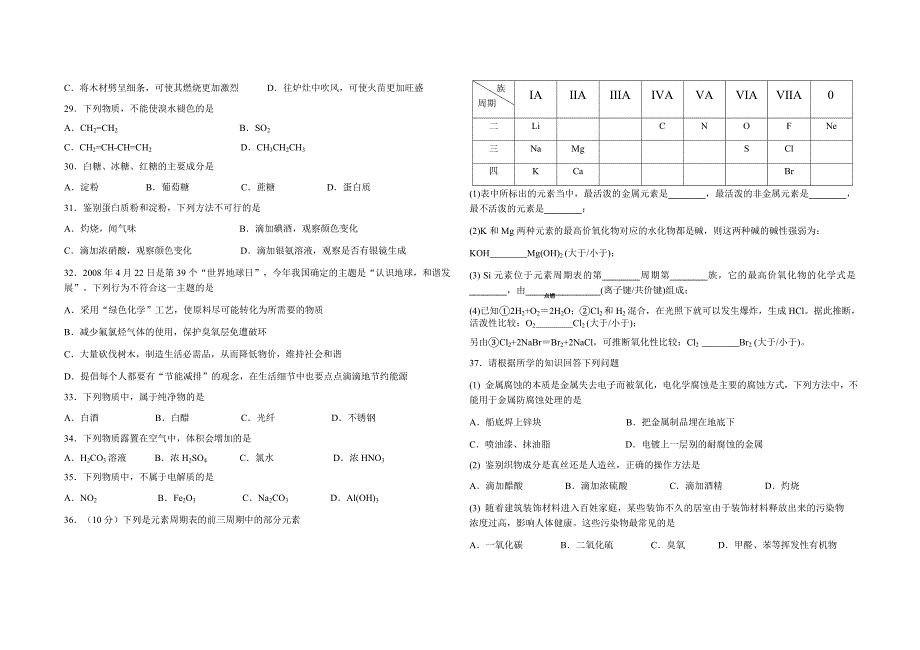 海南化学合格性模拟卷一_第3页