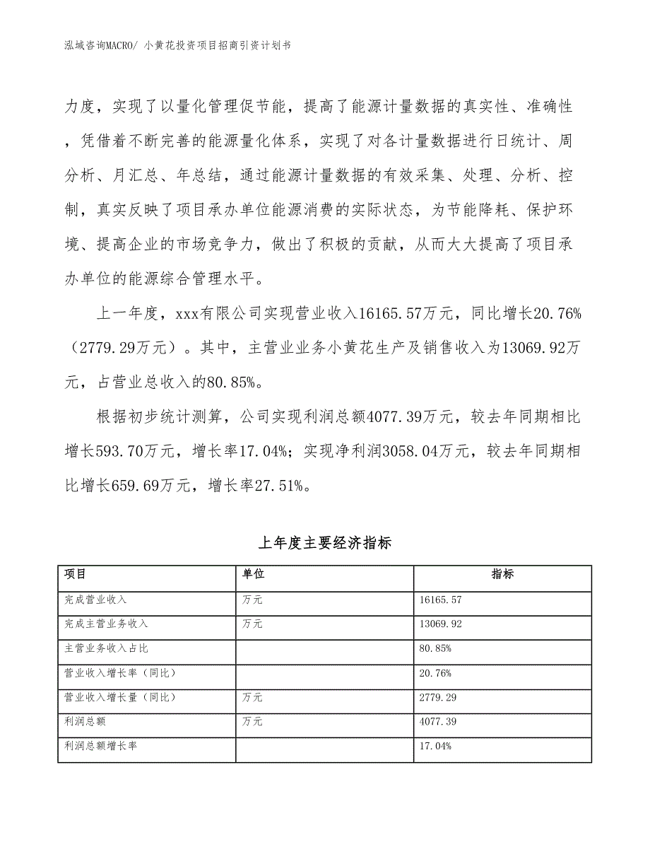 小黄花投资项目招商引资计划书_第2页