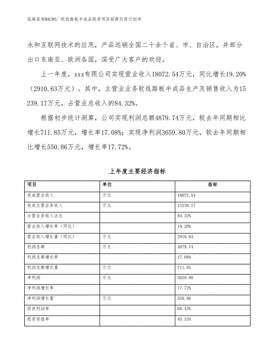 软线路板半成品投资项目招商引资计划书_第2页