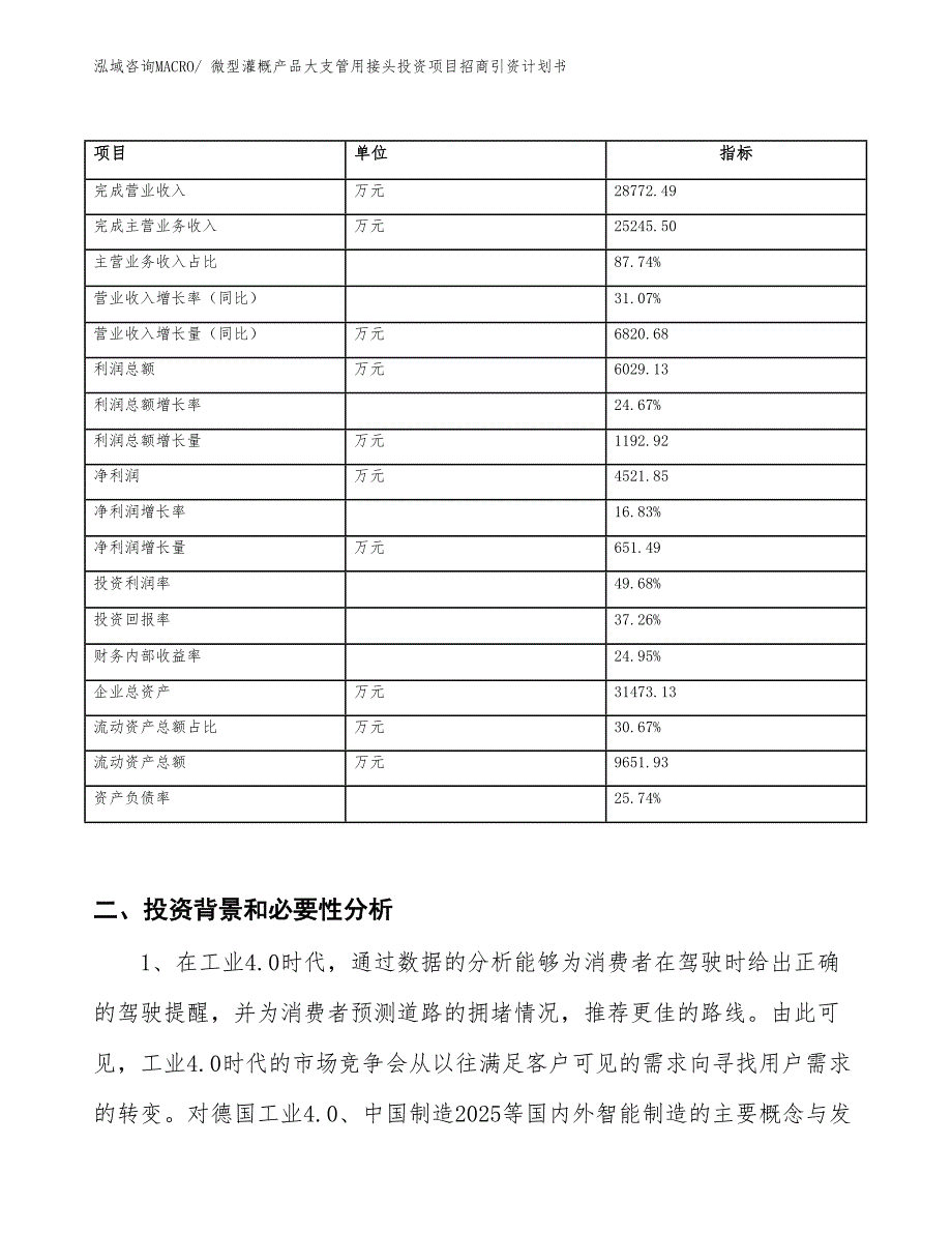 微型灌概产品大支管用接头投资项目招商引资计划书_第2页