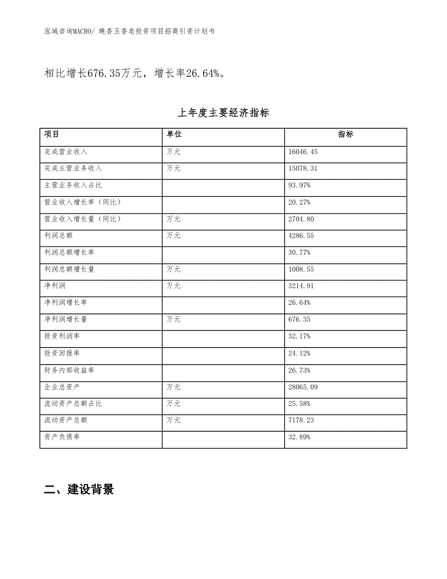 晚香玉香皂投资项目招商引资计划书_第2页