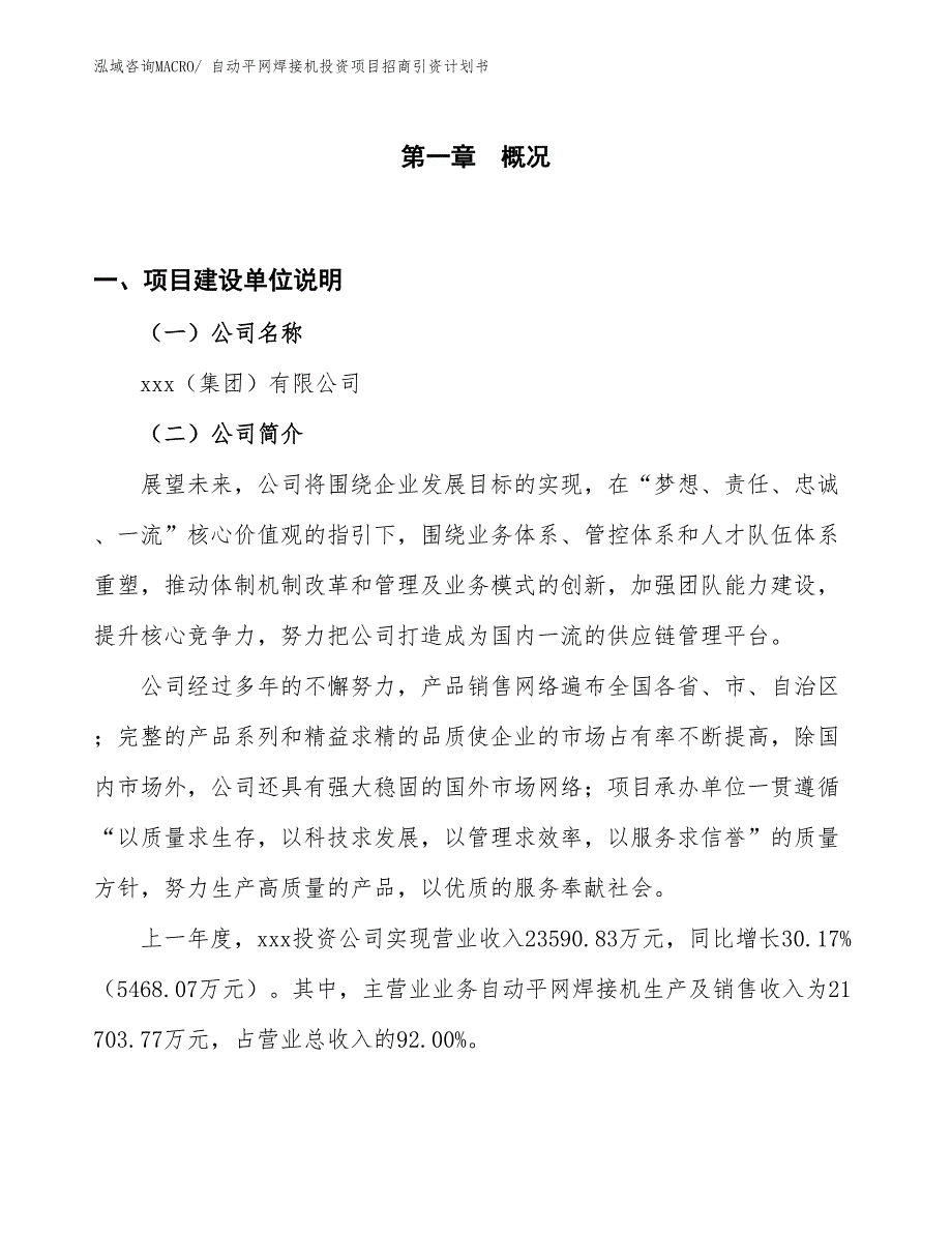 自动平网焊接机投资项目招商引资计划书_第1页