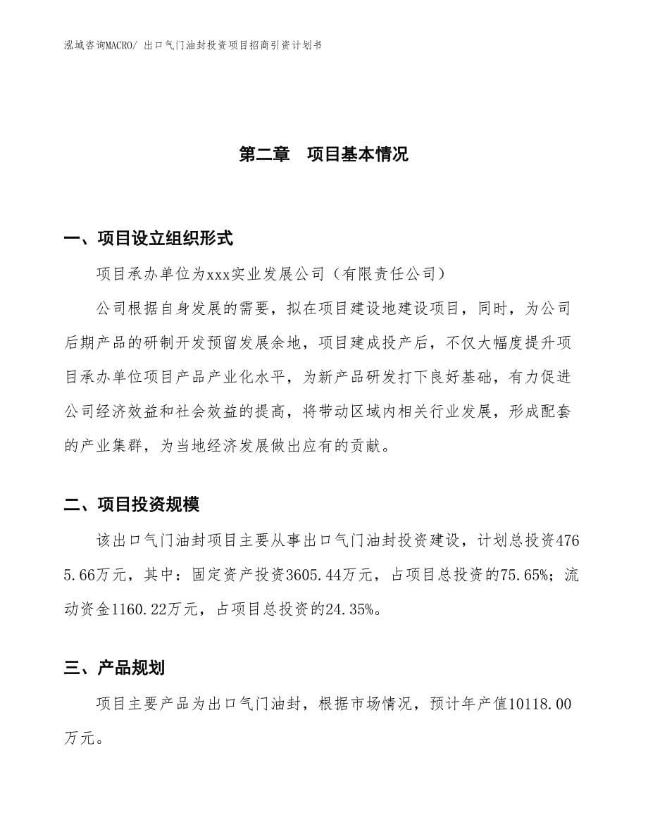 出口气门油封投资项目招商引资计划书_第5页