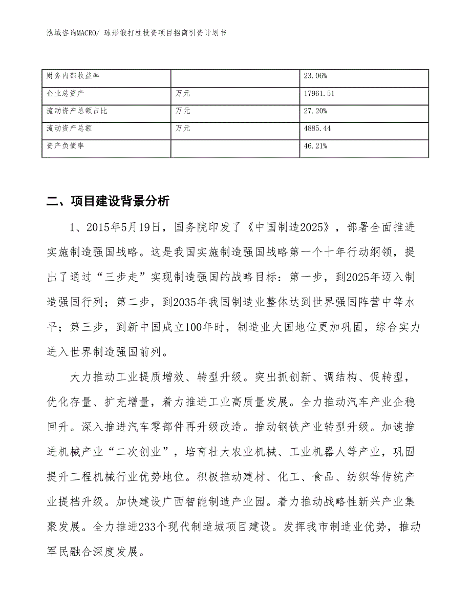 球形锻打柱投资项目招商引资计划书_第3页