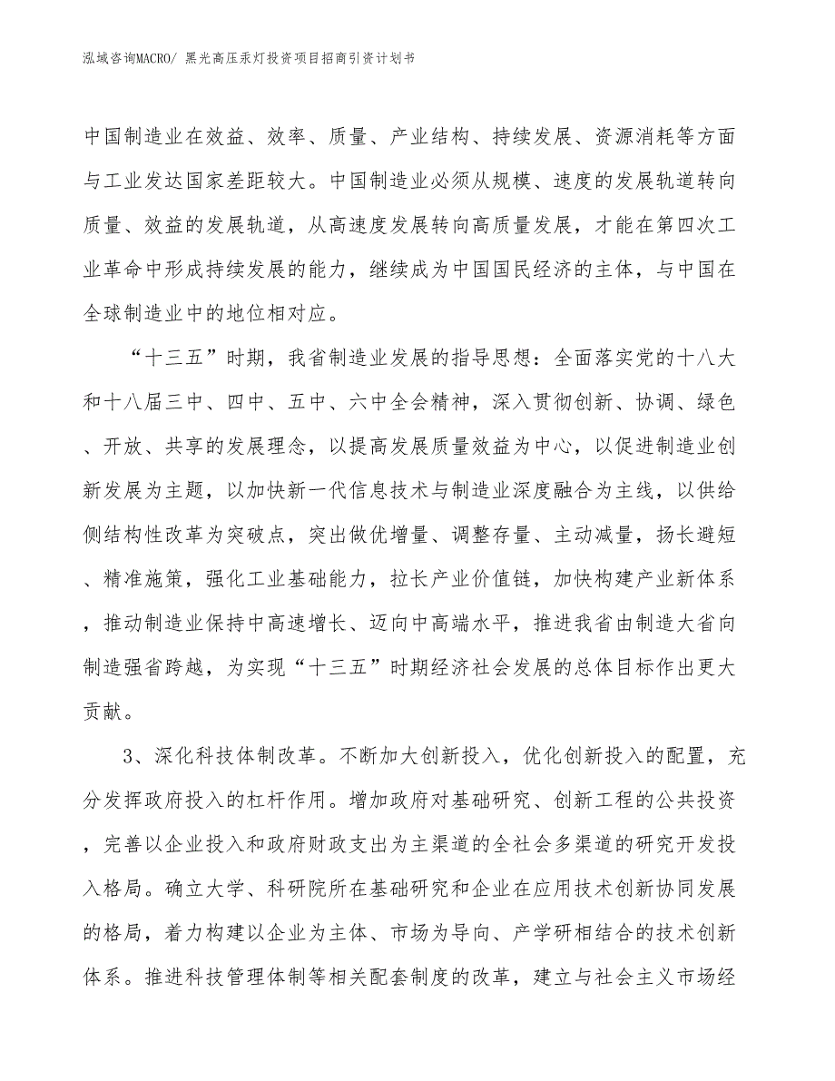 黑光高压汞灯投资项目招商引资计划书_第4页