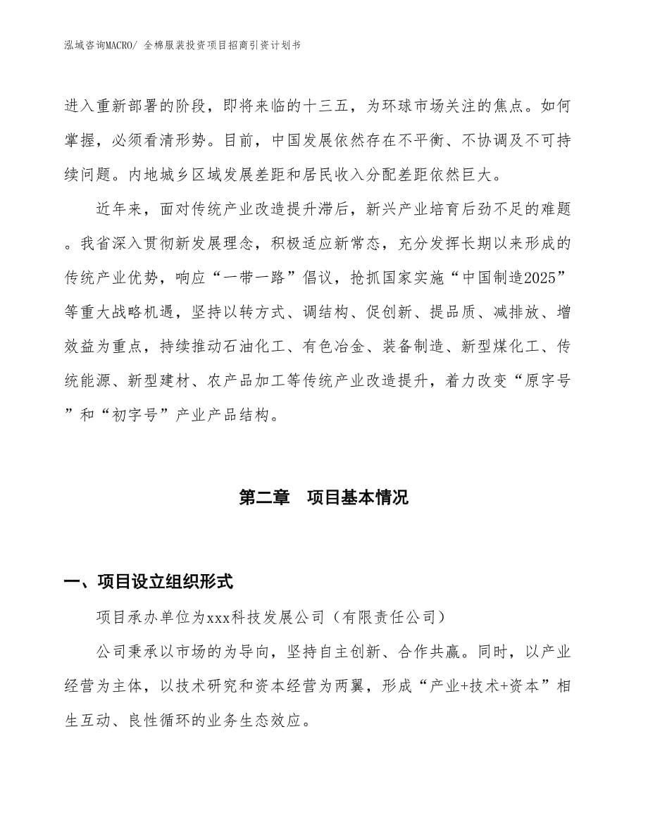 全棉服装投资项目招商引资计划书_第5页