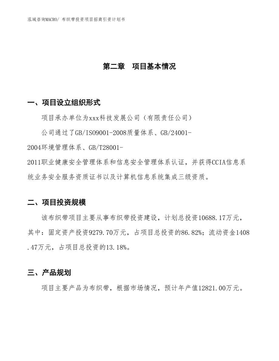 布织带投资项目招商引资计划书_第5页