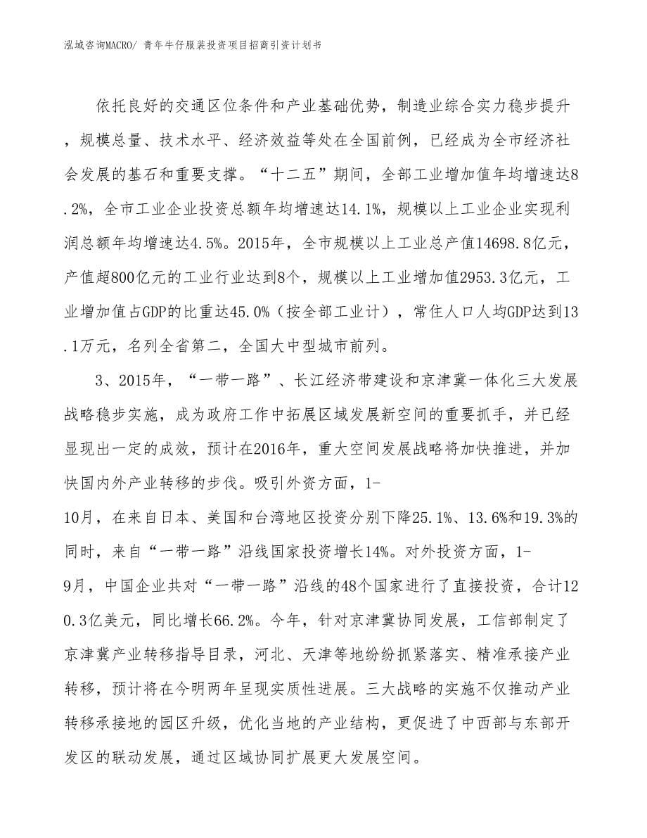 青年牛仔服装投资项目招商引资计划书_第5页