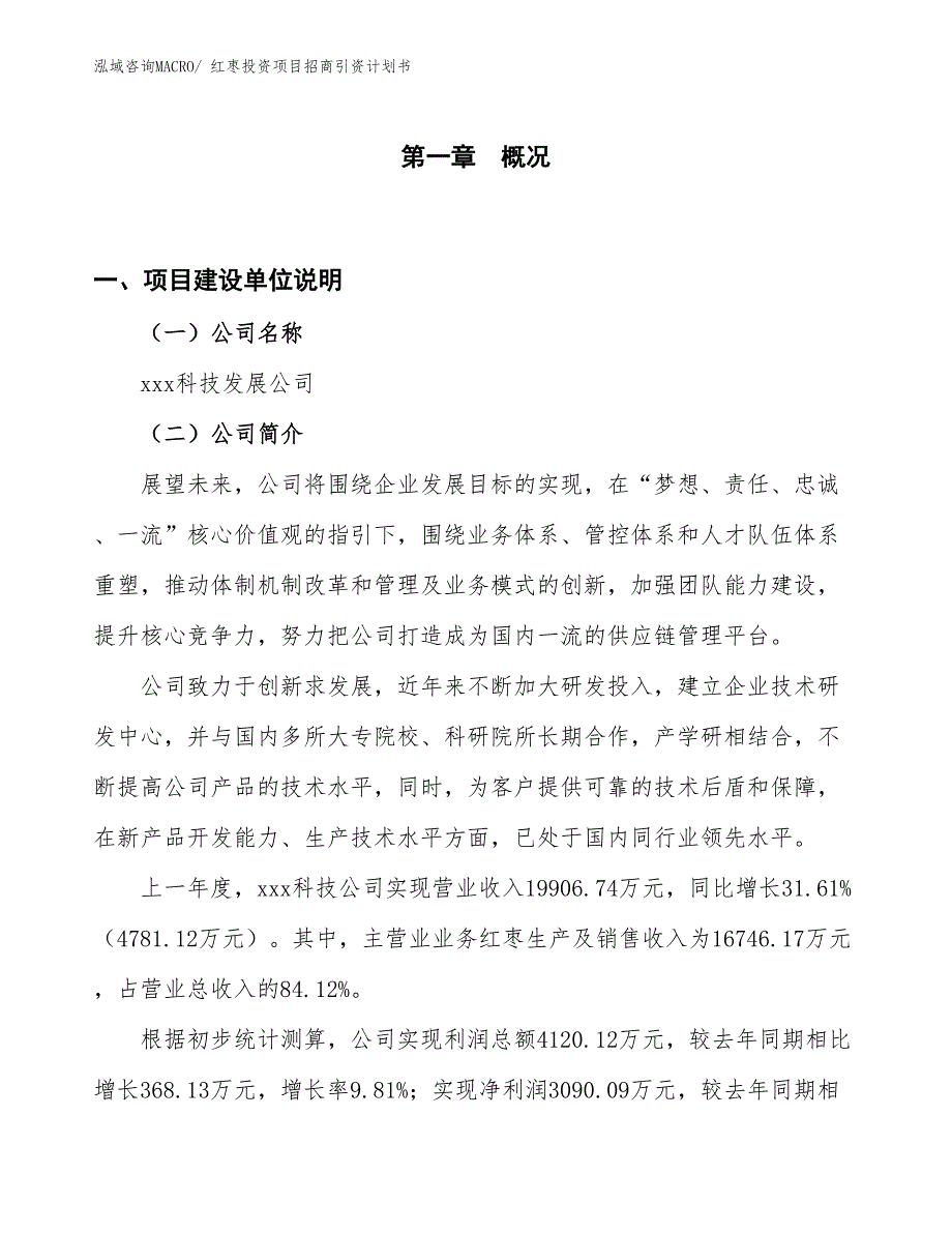 红枣投资项目招商引资计划书_第1页