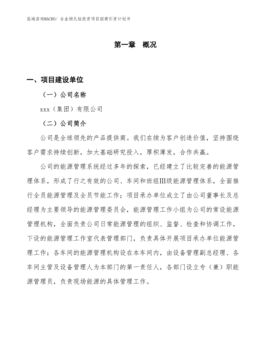 合金锁孔钻投资项目招商引资计划书_第1页