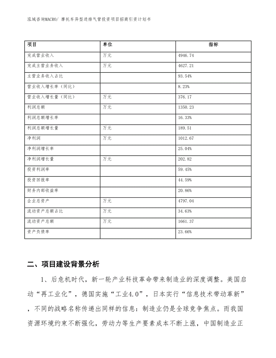 摩托车异型进排气管投资项目招商引资计划书_第2页