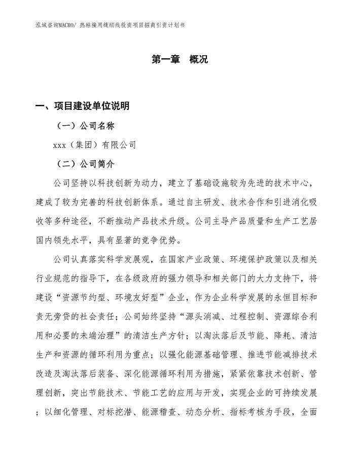 热粘接用缝纫线投资项目招商引资计划书