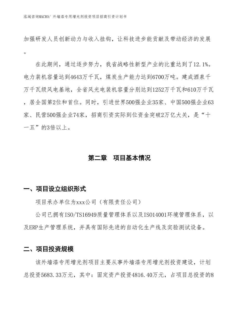 外墙漆专用增光剂投资项目招商引资计划书_第5页