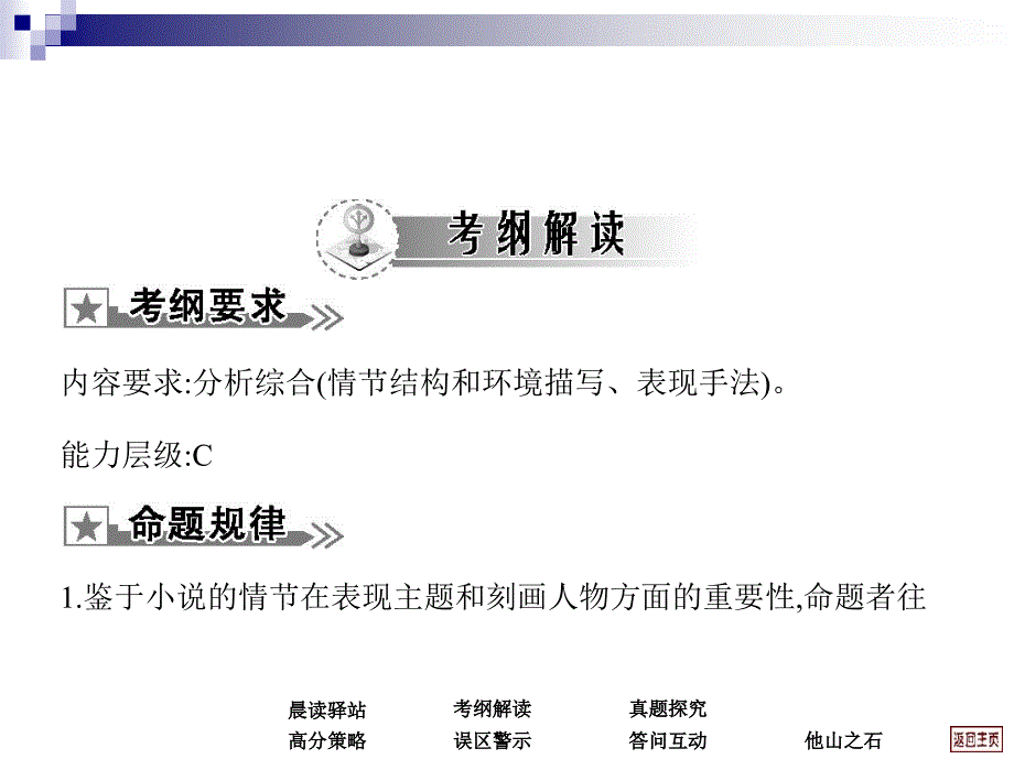 2013届高考语文一轮复习考案课件： 小说阅读考点一　分析综合（新人教版）_第4页