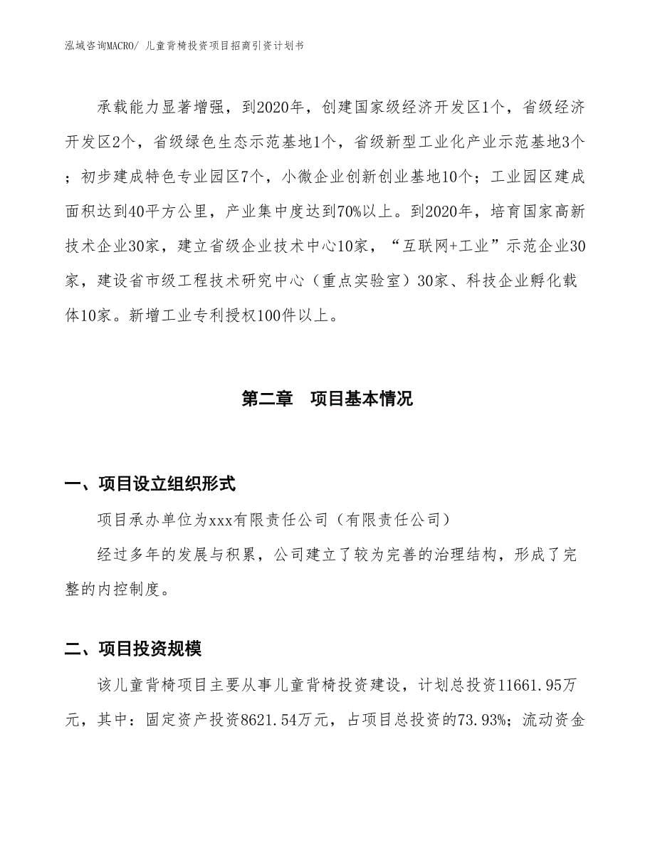 儿童背椅投资项目招商引资计划书_第5页