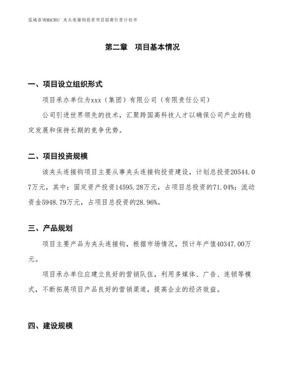 夹头连接钩投资项目招商引资计划书_第5页