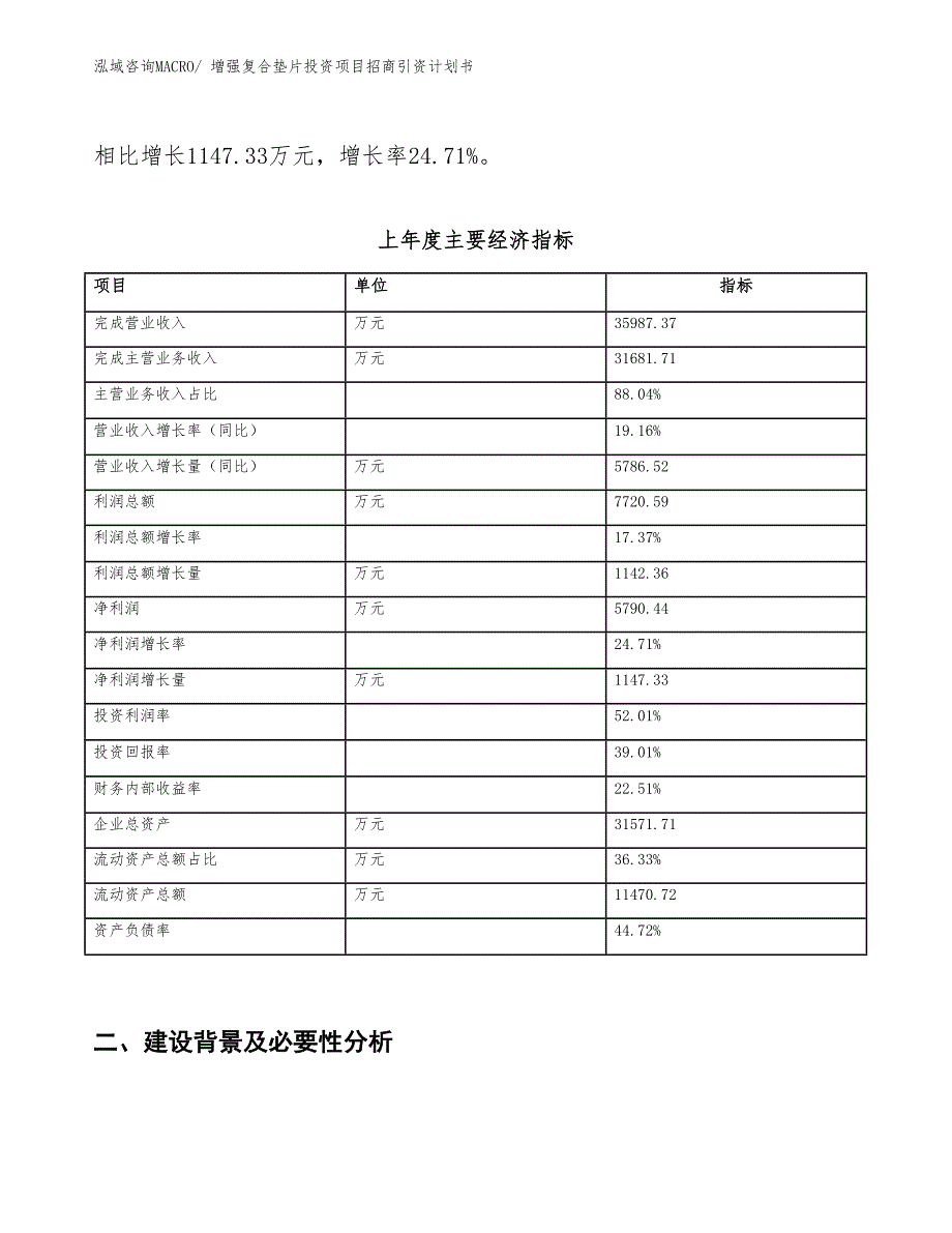 增强复合垫片投资项目招商引资计划书_第2页