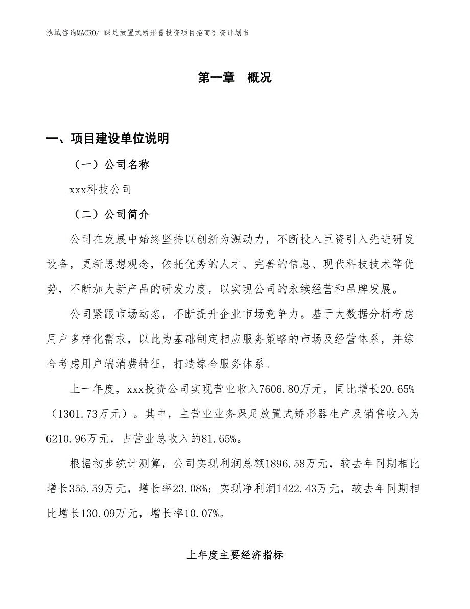 踝足放置式矫形器投资项目招商引资计划书_第1页