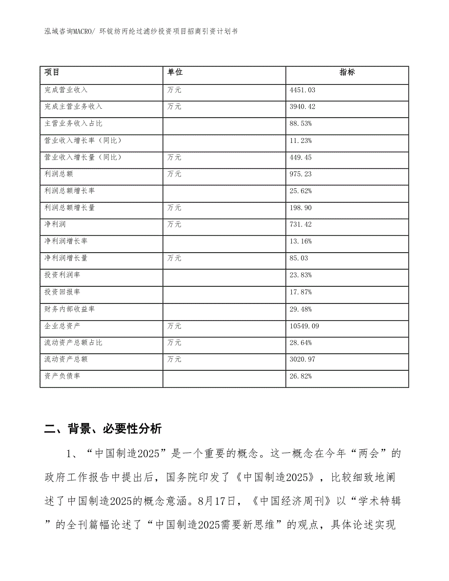 环锭纺丙纶过滤纱投资项目招商引资计划书_第2页