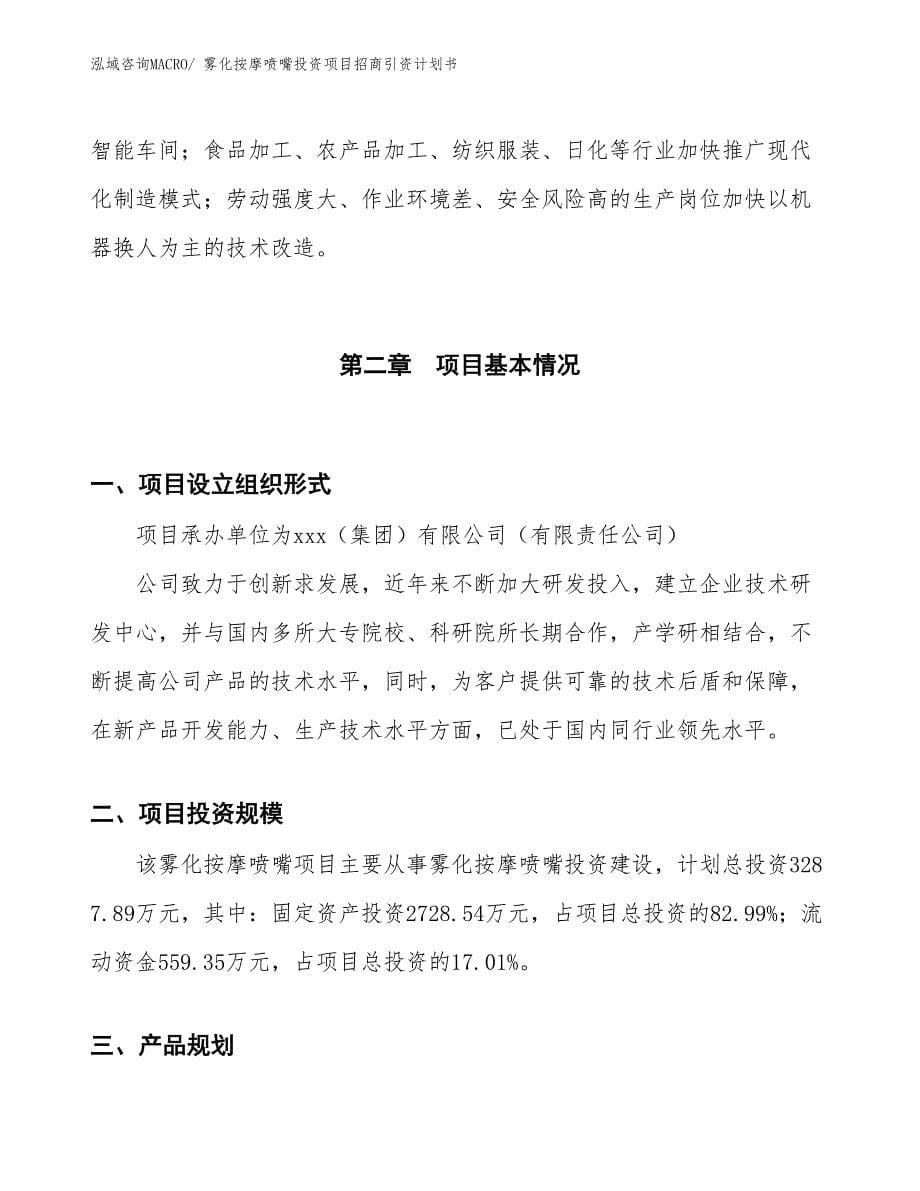 雾化按摩喷嘴投资项目招商引资计划书_第5页