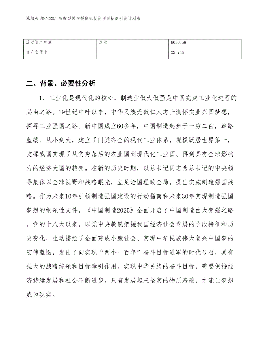 超微型黑白摄像机投资项目招商引资计划书_第3页