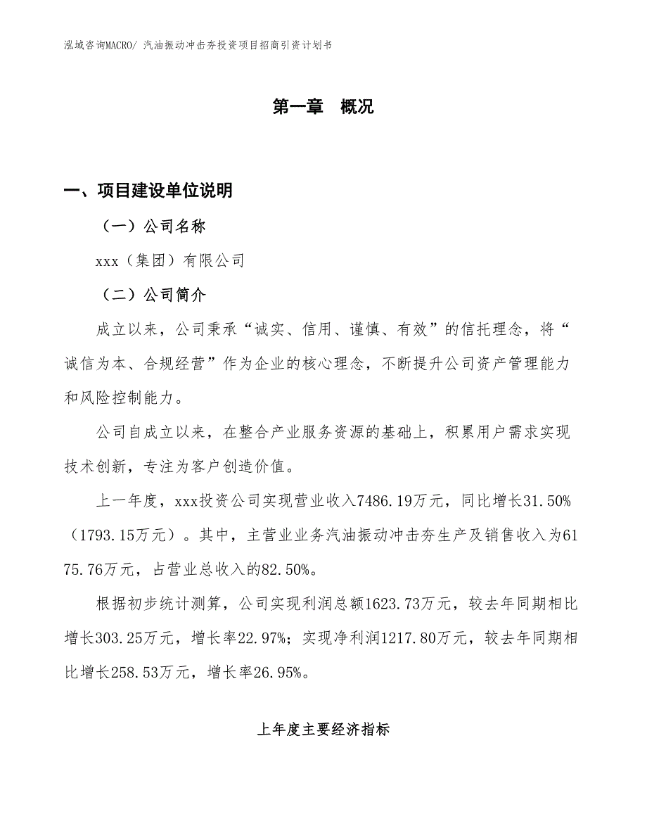 汽油振动冲击夯投资项目招商引资计划书_第1页