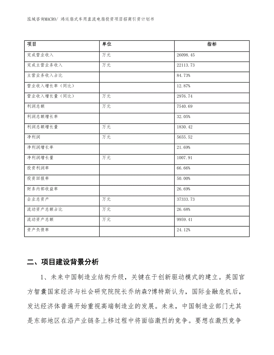 鸿运扇式车用直流电扇投资项目招商引资计划书_第2页