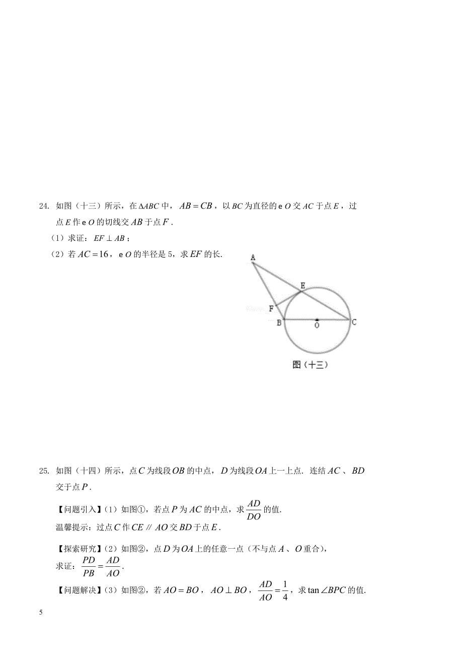 湖南省邵阳市邵阳县2018届初中数学毕业学业模拟考试试题二（附答案）_第5页