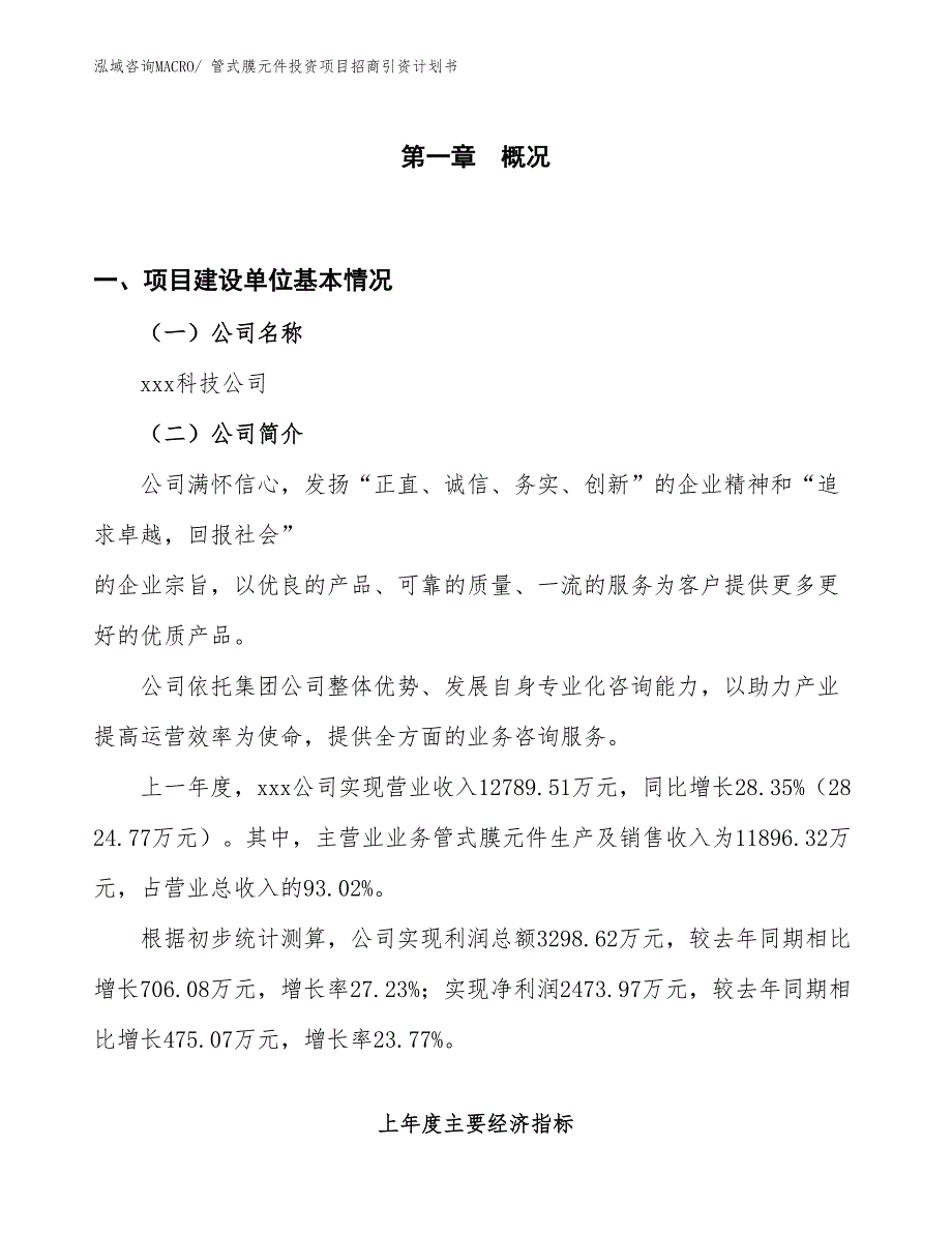 管式膜元件投资项目招商引资计划书_第1页