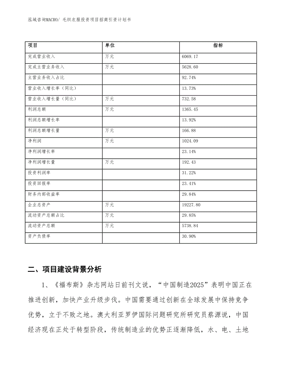 毛织衣服投资项目招商引资计划书_第2页